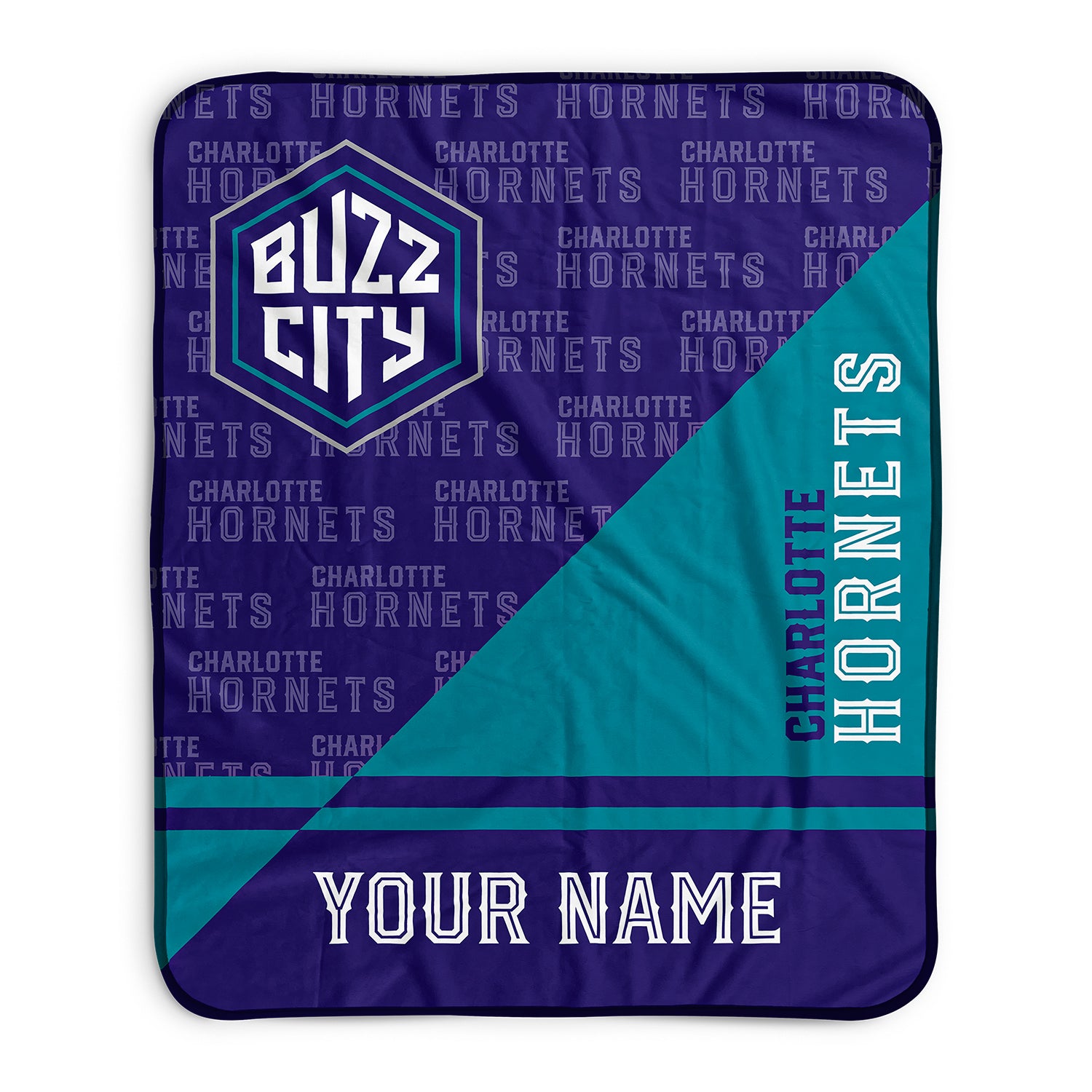 Pixsona Charlotte Hornets Split Pixel Fleece Blanket | Personalized | Custom