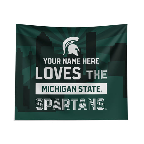 Pixsona Michigan State Spartans Skyline Tapestry | Personalized | Custom