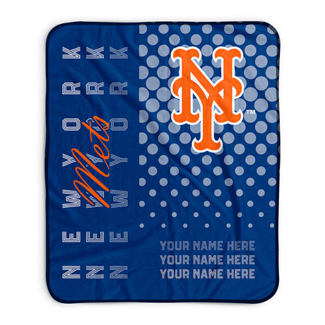 Pixsona New York Mets Halftone Pixel Fleece Blanket | Personalized | Custom
