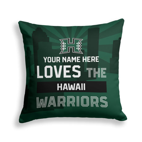 Pixsona Hawaii Rainbow Warriors Skyline Throw Pillow | Personalized | Custom