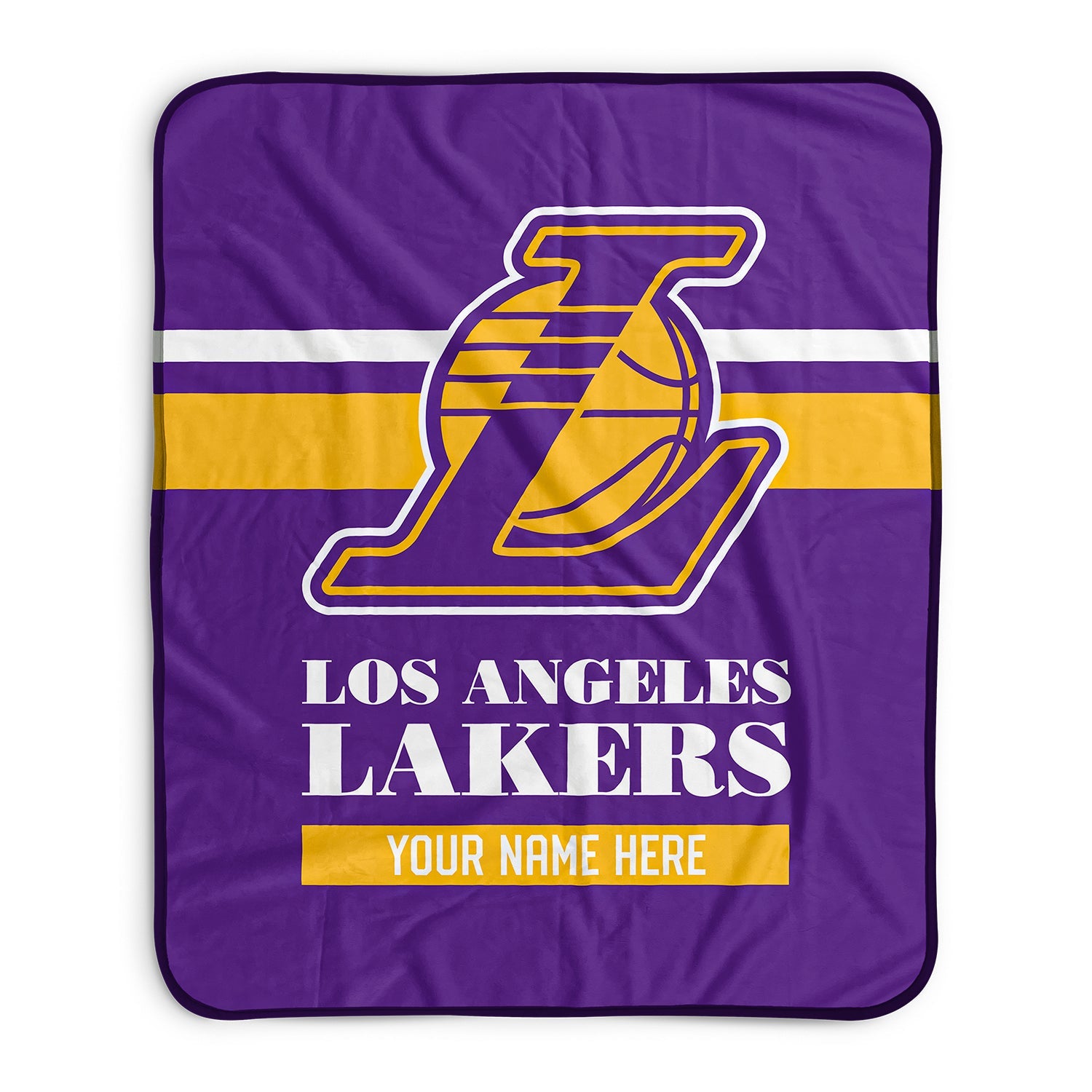 Pixsona Los Angeles Lakers Stripes Pixel Fleece Blanket | Personalized | Custom