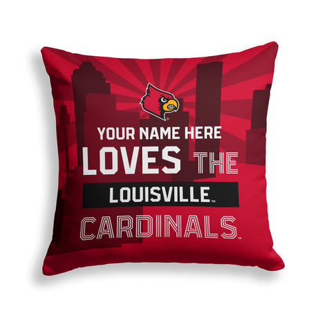 Pixsona Louisville Cardinals Skyline Throw Pillow | Personalized | Custom