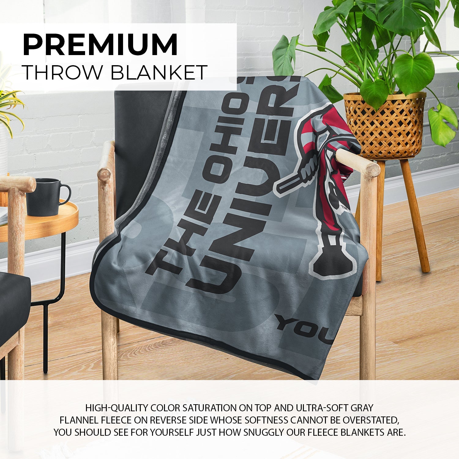 Pixsona Pixel Fleece Licensed Ohio State Brutus Run Pixel Fleece Blanket | Personalized | Custom