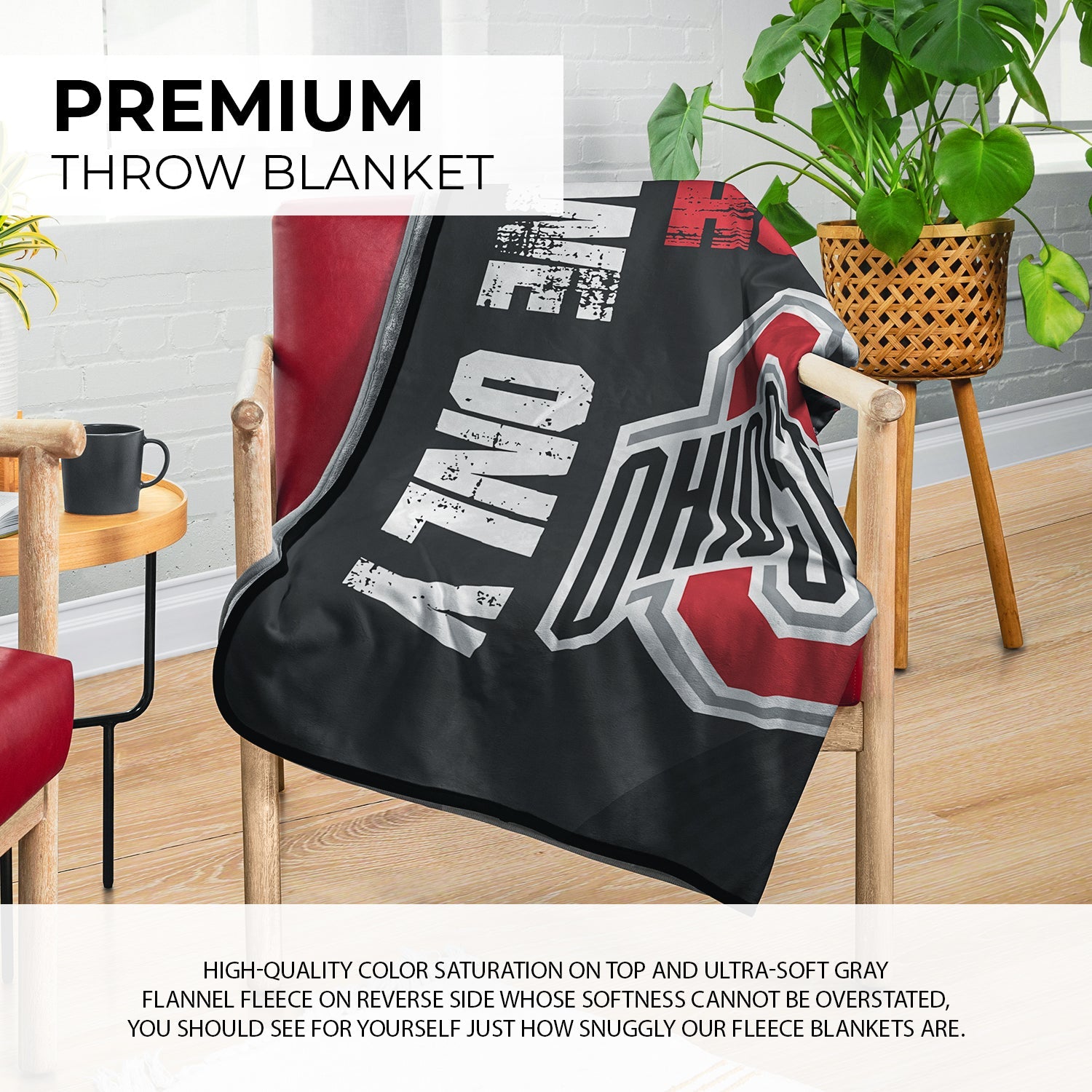 Pixsona Pixel Fleece Licensed Ohio State Buckeyes Cheer For Pixel Fleece Blanket | Personalized | Custom