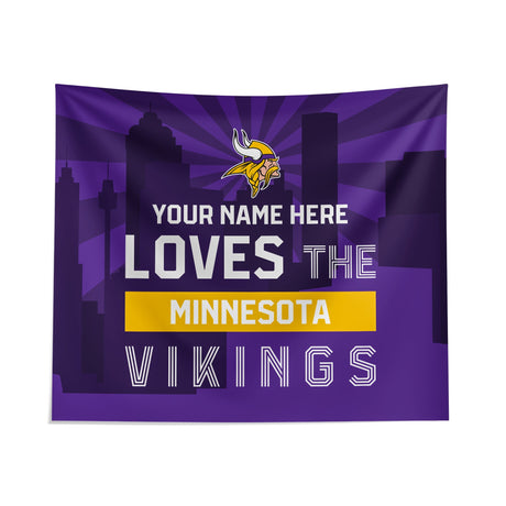 Pixsona Minnesota Vikings Skyline Tapestry | Personalized | Custom