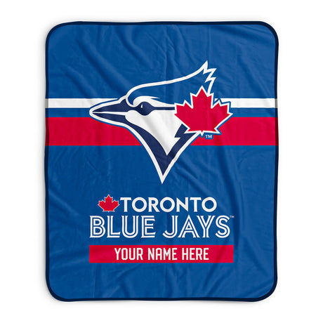 Pixsona Toronto Blue Jays Stripes Pixel Fleece Blanket | Personalized | Custom