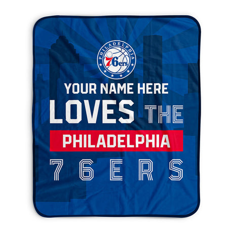 Pixsona Philadelphia 76ers Skyline Pixel Fleece Blanket | Personalized | Custom