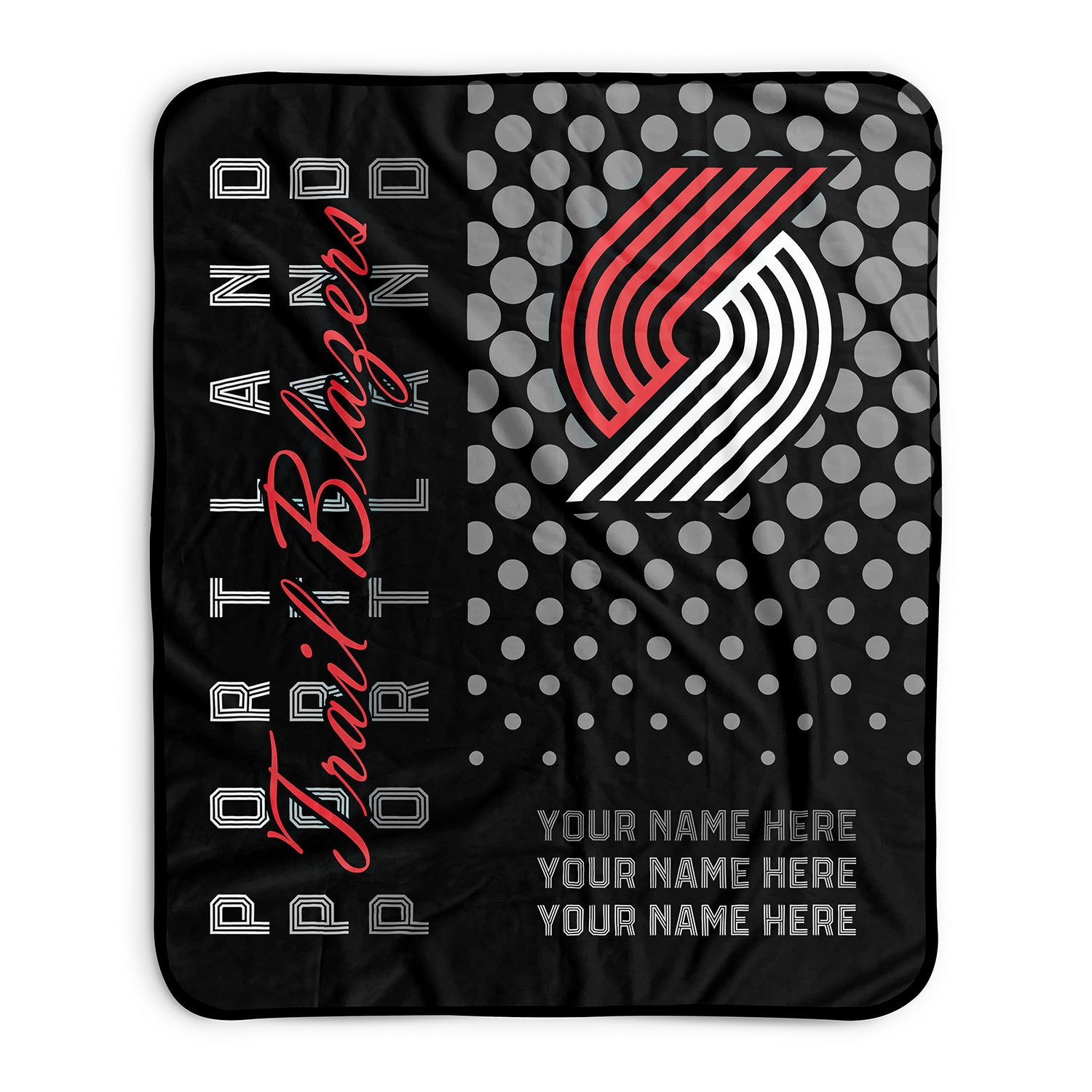 Pixsona Portland Trail Blazers Halftone Pixel Fleece Blanket | Personalized | Custom