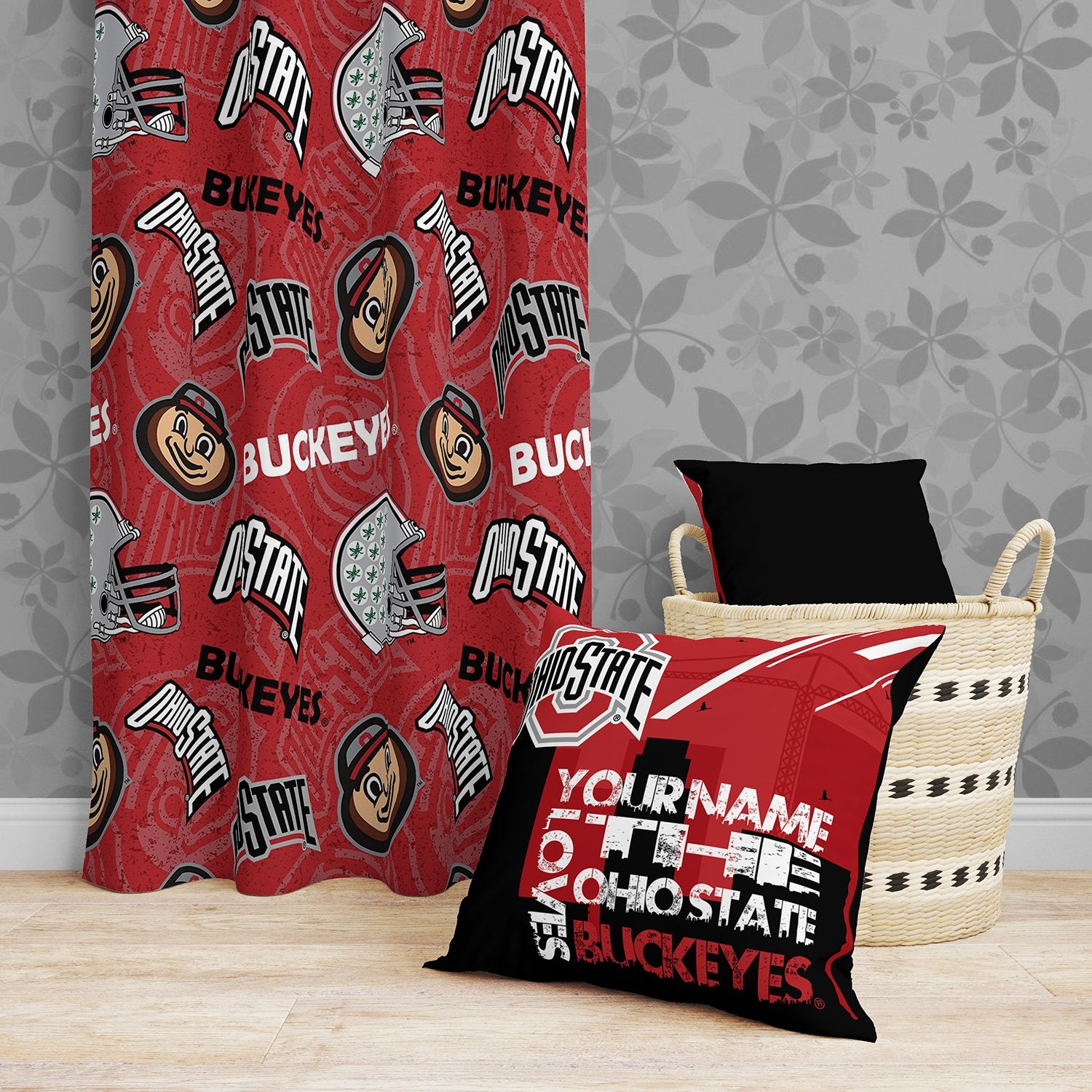 Pixsona Throw Pillows Licensed The Ohio State Buckeyes Skyline Throw Pillow | Personalized | Custom