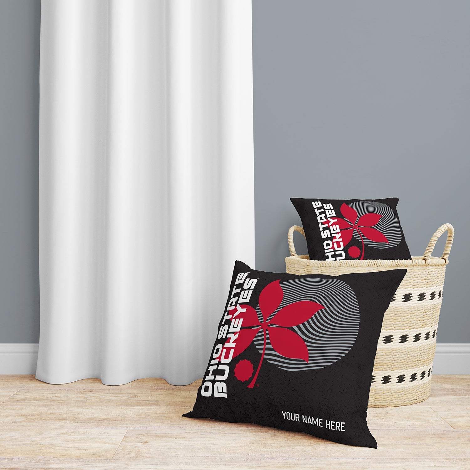 Pixsona Throw Pillows Licensed Ohio State Buckeye Leaf Throw Pillow | Personalized | Custom