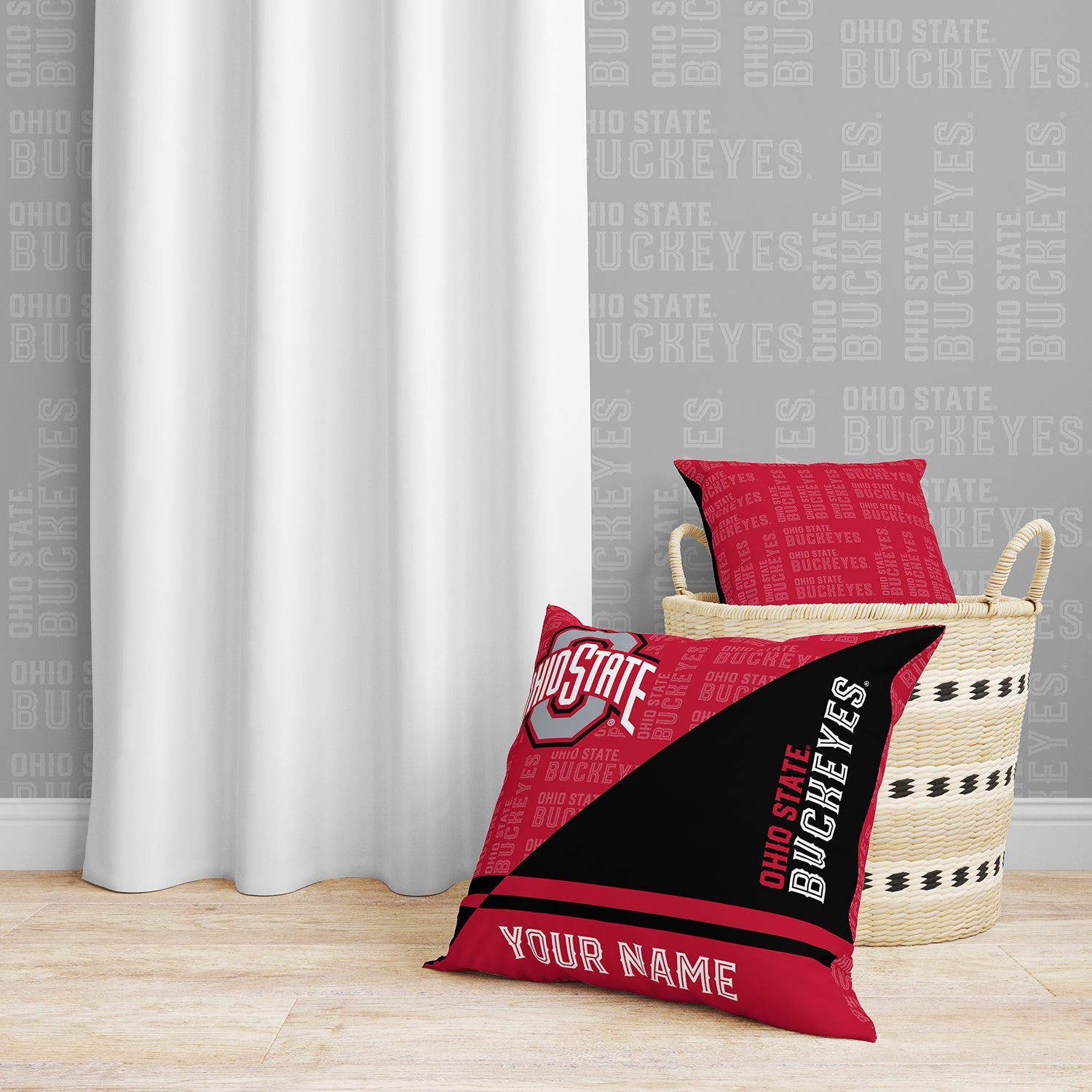 Pixsona Throw Pillows Licensed Ohio State Buckeyes Split Throw Pillow | Personalized | Custom