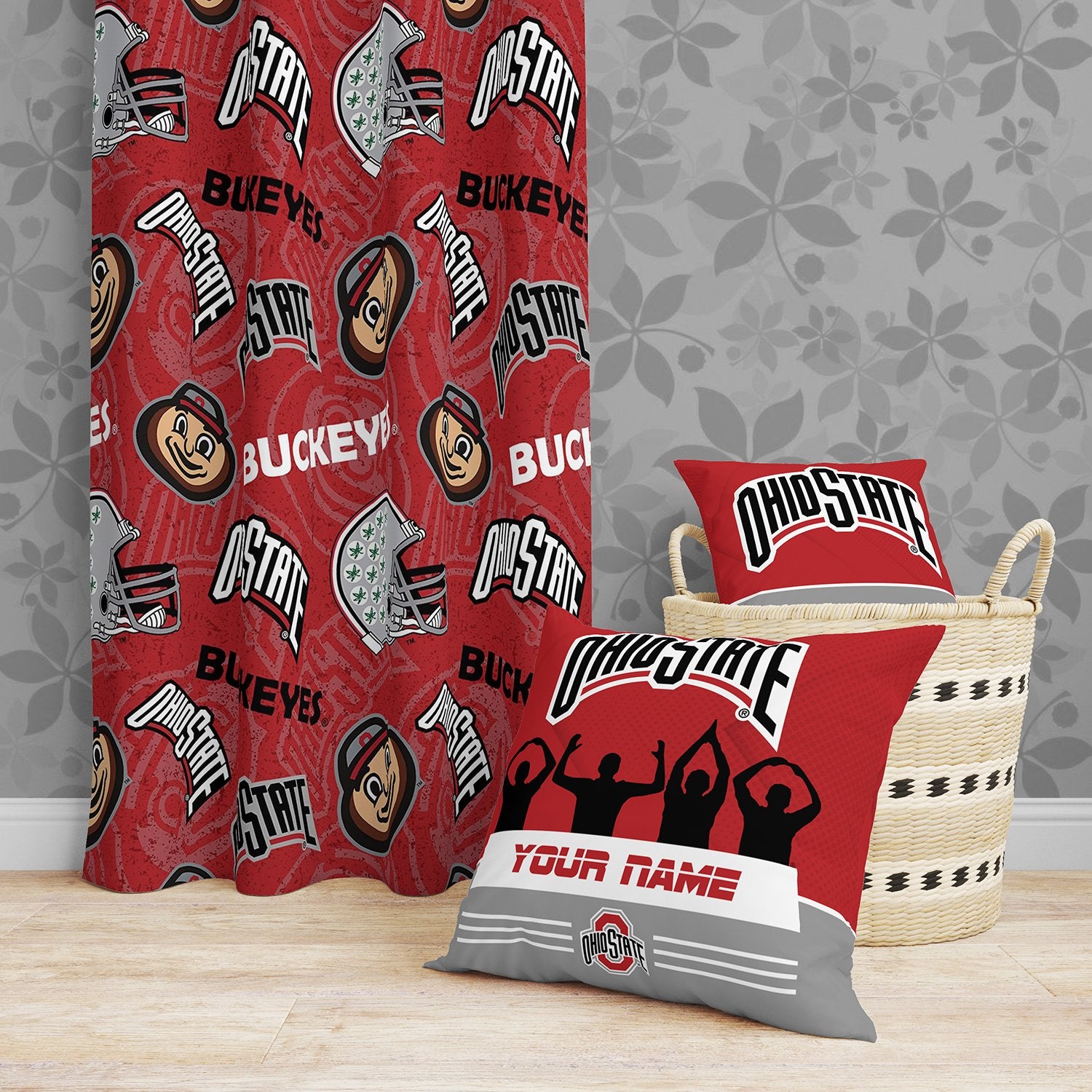 Pixsona Throw Pillows Licensed Ohio State Buckeyes Silhouette Throw Pillow | Personalized | Custom