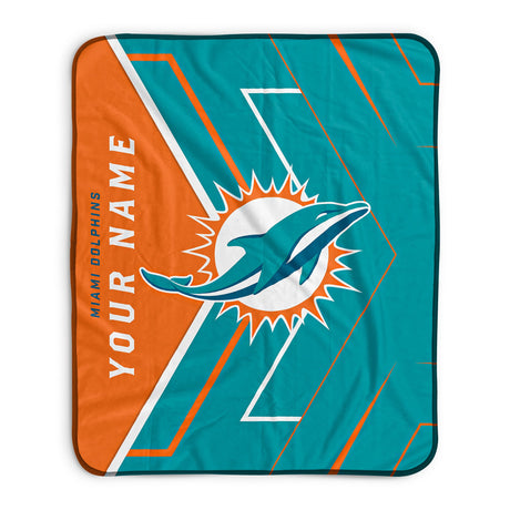 Pixsona Miami Dolphins Glow Pixel Fleece Blanket | Personalized | Custom