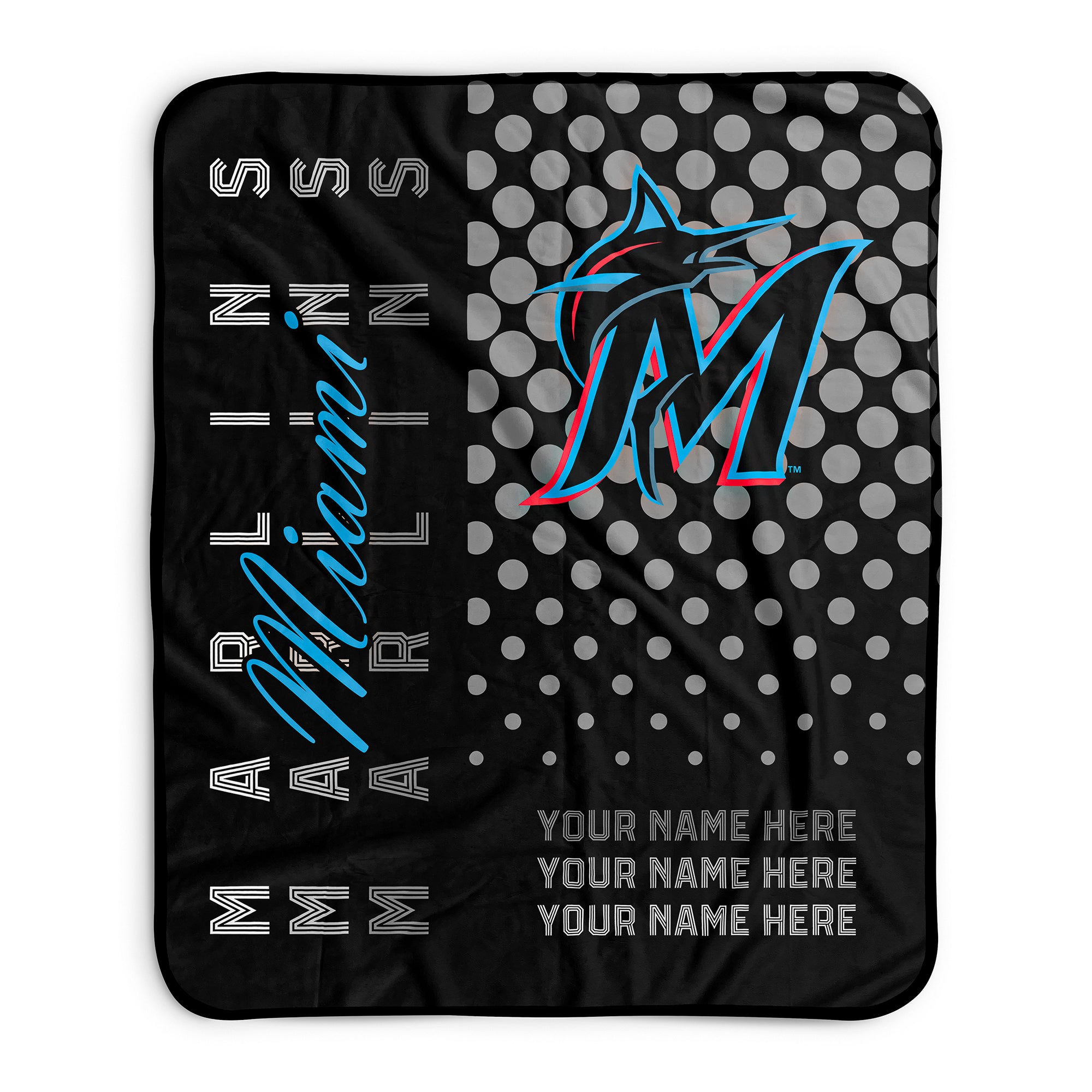 Pixsona Miami Marlins Halftone Pixel Fleece Blanket | Personalized | Custom