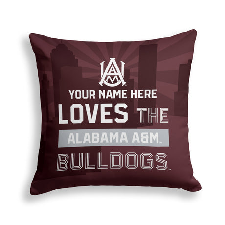 Pixsona Alabama A&M Bulldogs Skyline Throw Pillow | Personalized | Custom