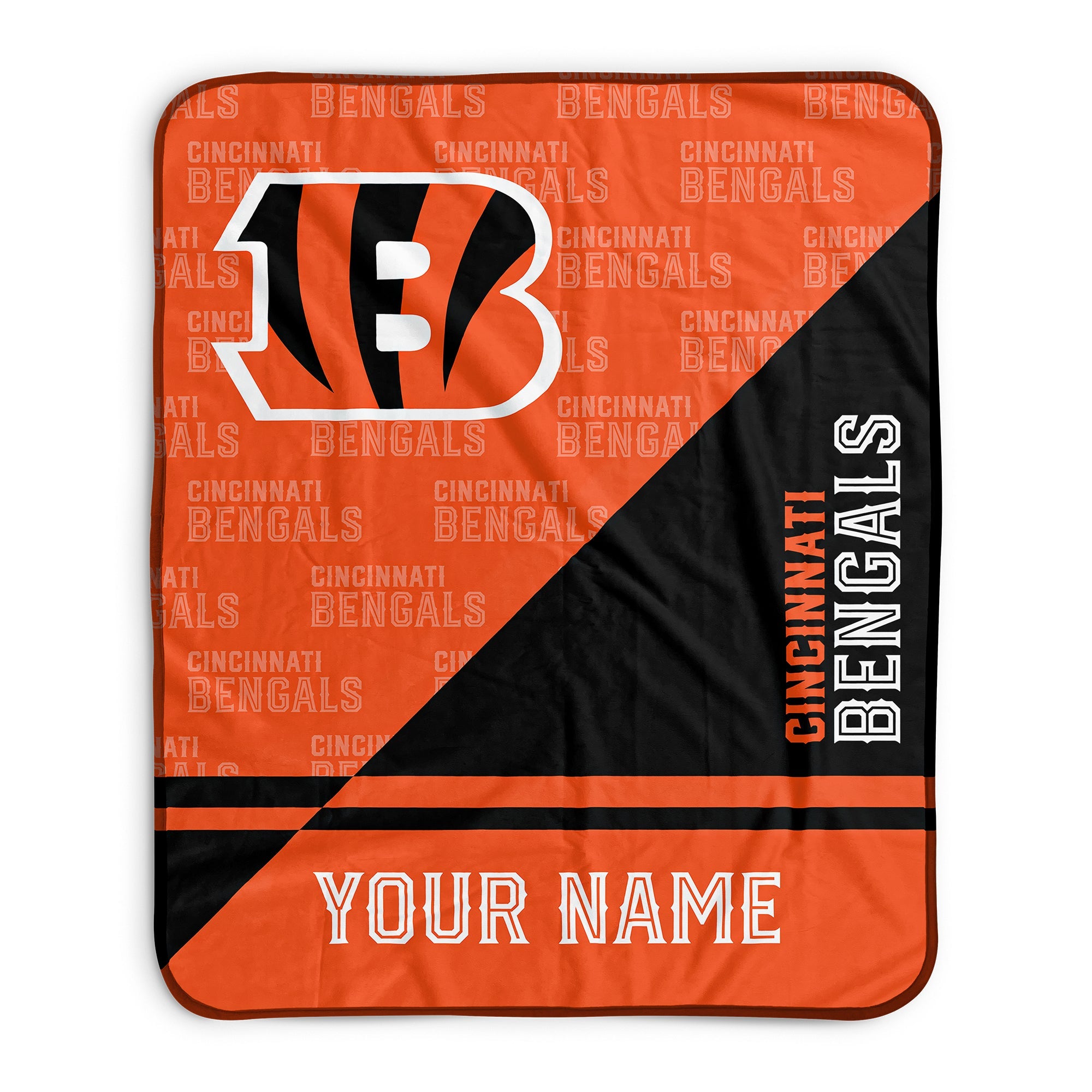 Pixsona Cincinnati Bengals Split Pixel Fleece Blanket | Personalized | Custom