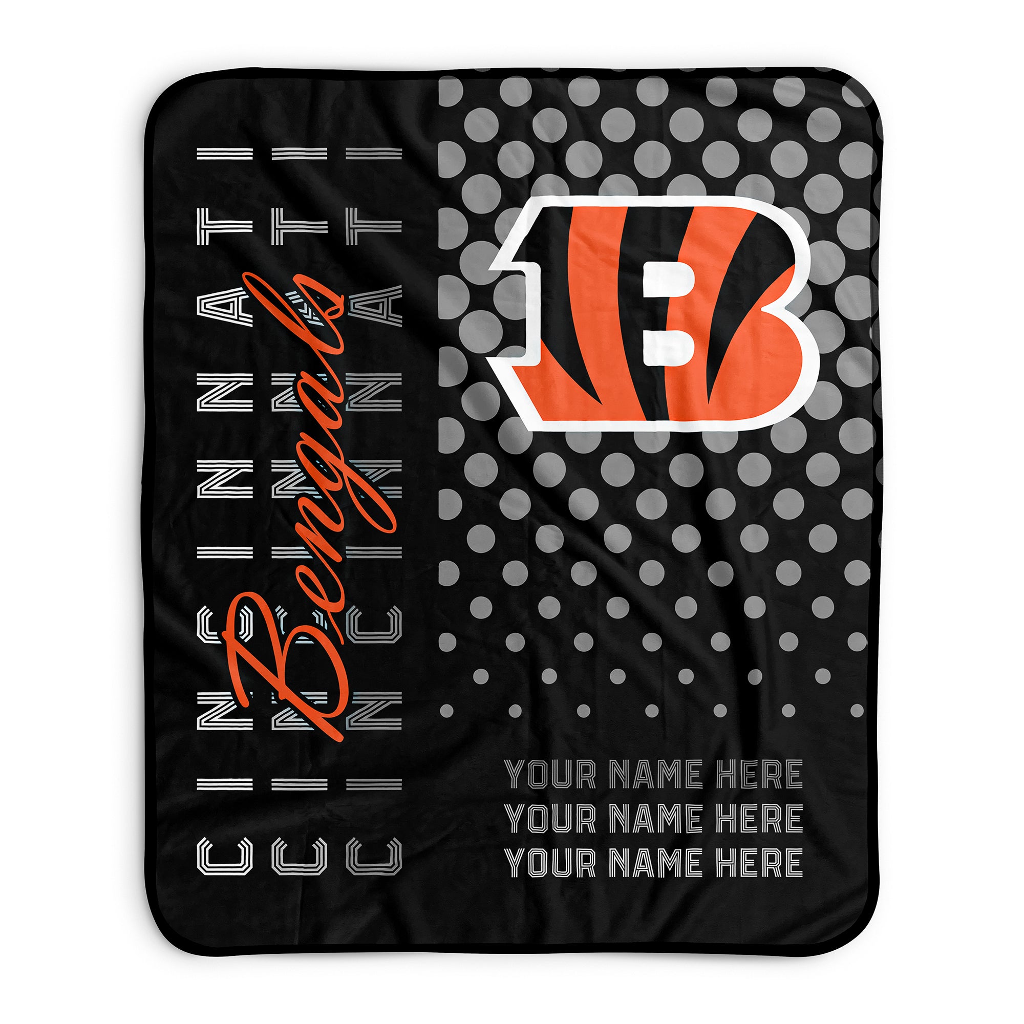 Pixsona Cincinnati Bengals Halftone Pixel Fleece Blanket | Personalized | Custom