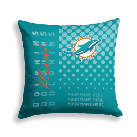 Pixsona Miami Dolphins Halftone Throw Pillow | Personalized | Custom