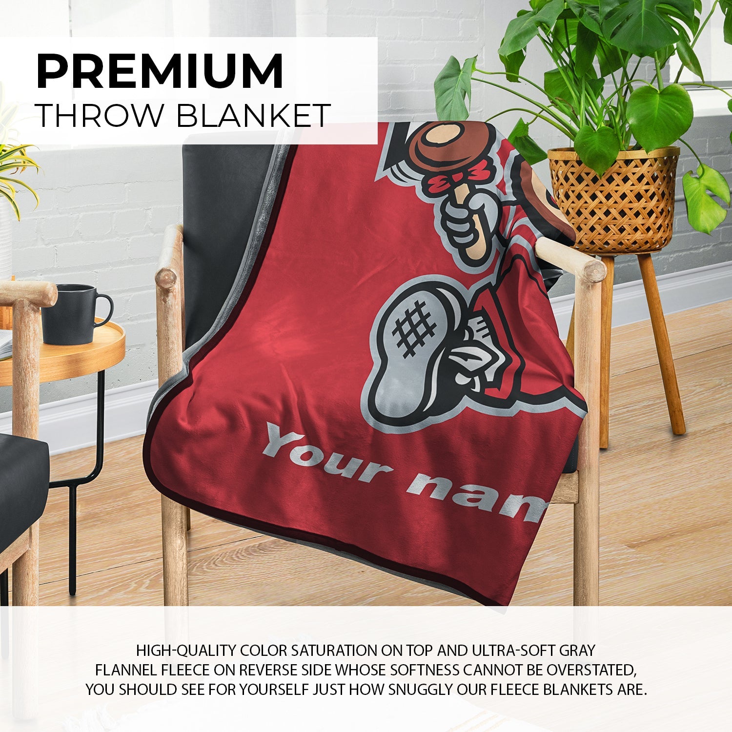 Pixsona Pixel Fleece Licensed Ohio State Baby Brutus Pixel Fleece Blanket | Personalized | Custom