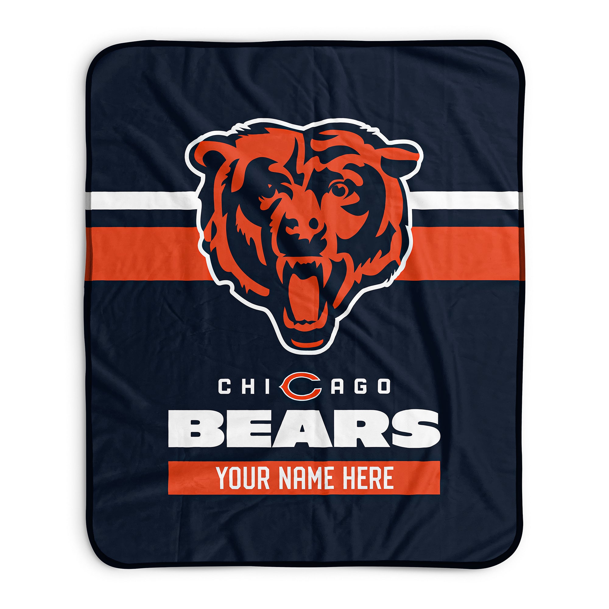 Pixsona Chicago Bears Stripes Pixel Fleece Blanket | Personalized | Custom