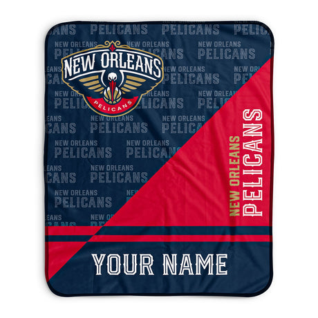 Pixsona New Orleans Pelicans Split Pixel Fleece Blanket | Personalized | Custom