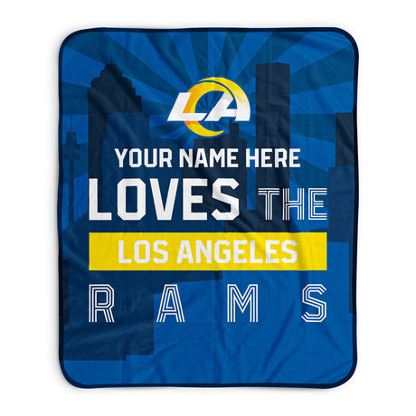 Pixsona Los Angeles Rams Skyline Pixel Fleece Blanket | Personalized | Custom