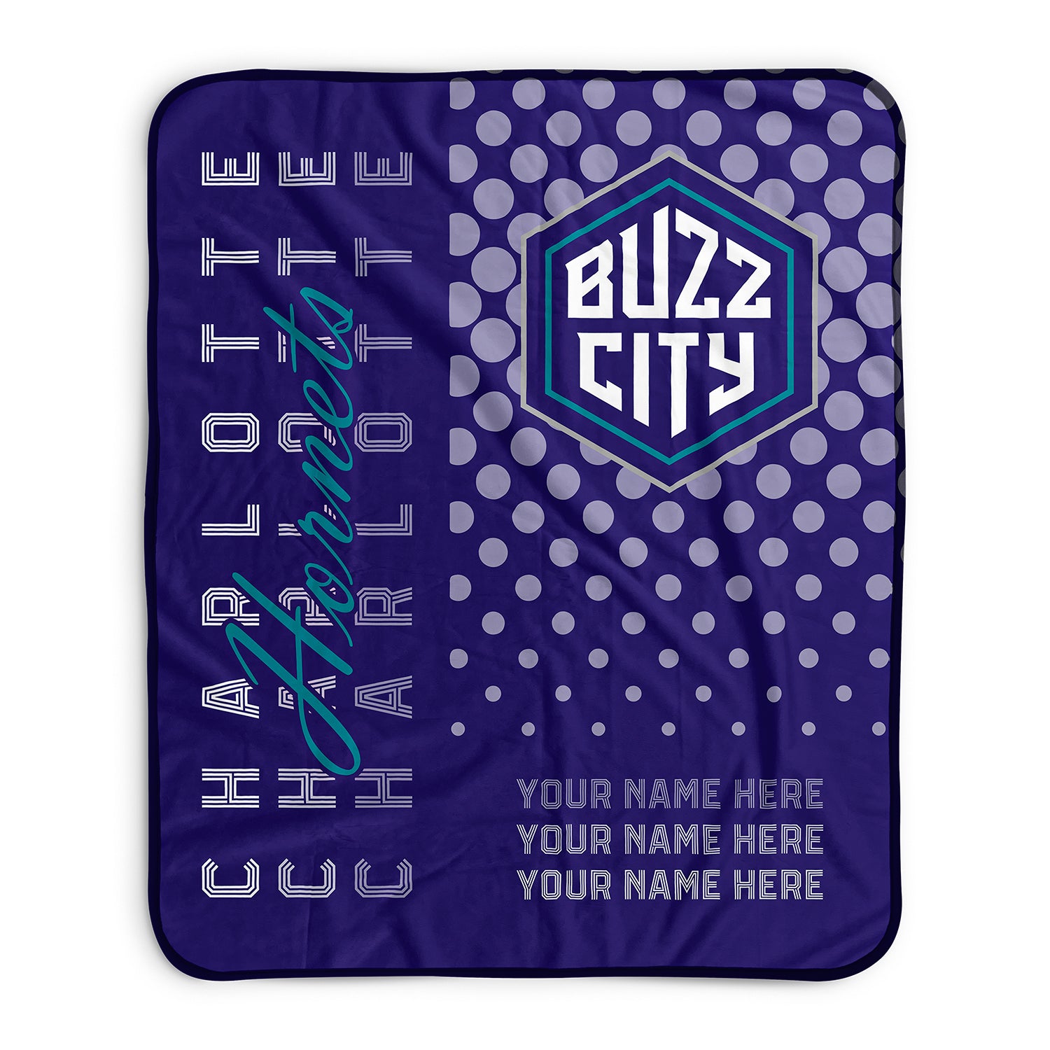 Pixsona Charlotte Hornets Halftone Pixel Fleece Blanket | Personalized | Custom