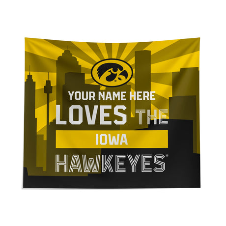 Pixsona Iowa Hawkeyes Skyline Tapestry | Personalized | Custom