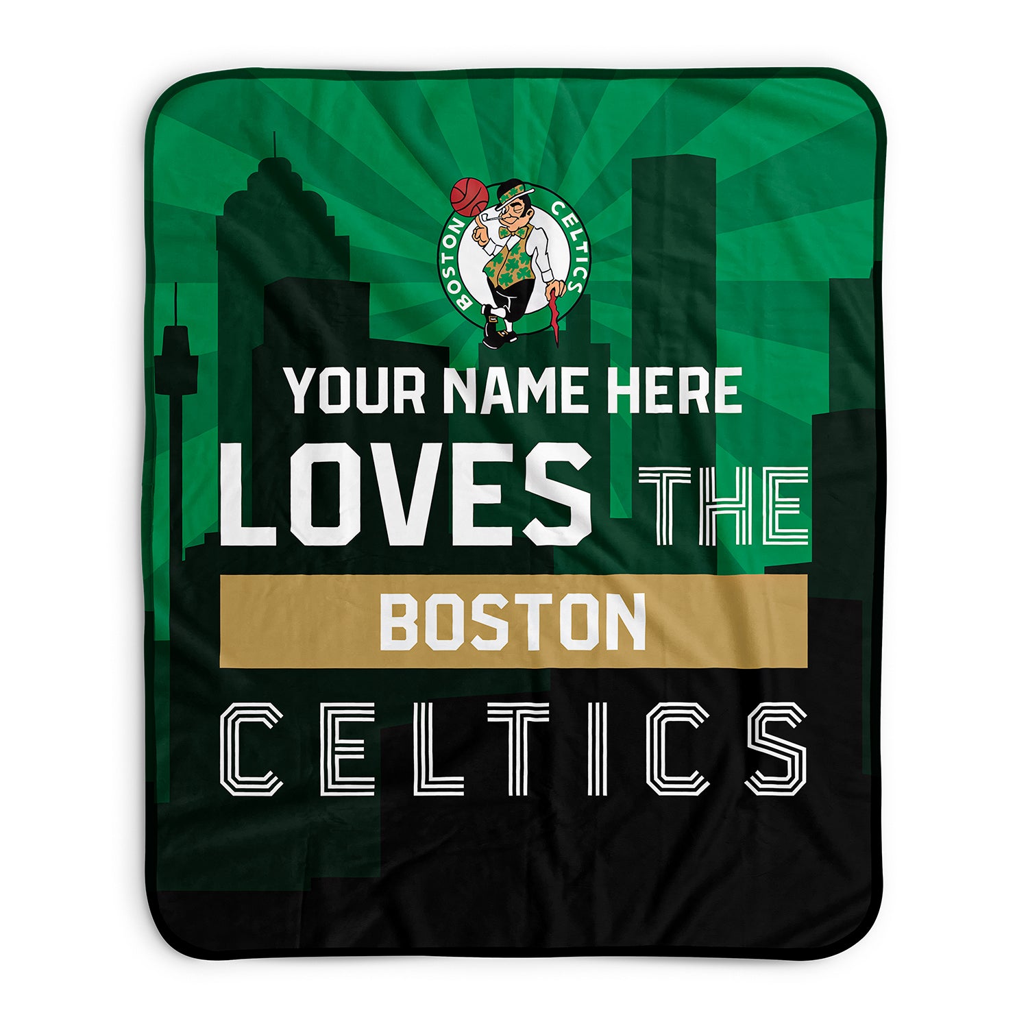 Pixsona Boston Celtics Skyline Pixel Fleece Blanket | Personalized | Custom