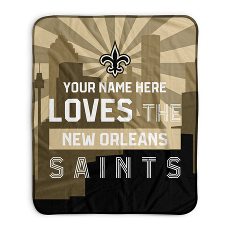 Pixsona New Orleans Saints Skyline Pixel Fleece Blanket | Personalized | Custom