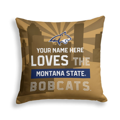 Pixsona Montana State Bobcats Skyline Throw Pillow | Personalized | Custom