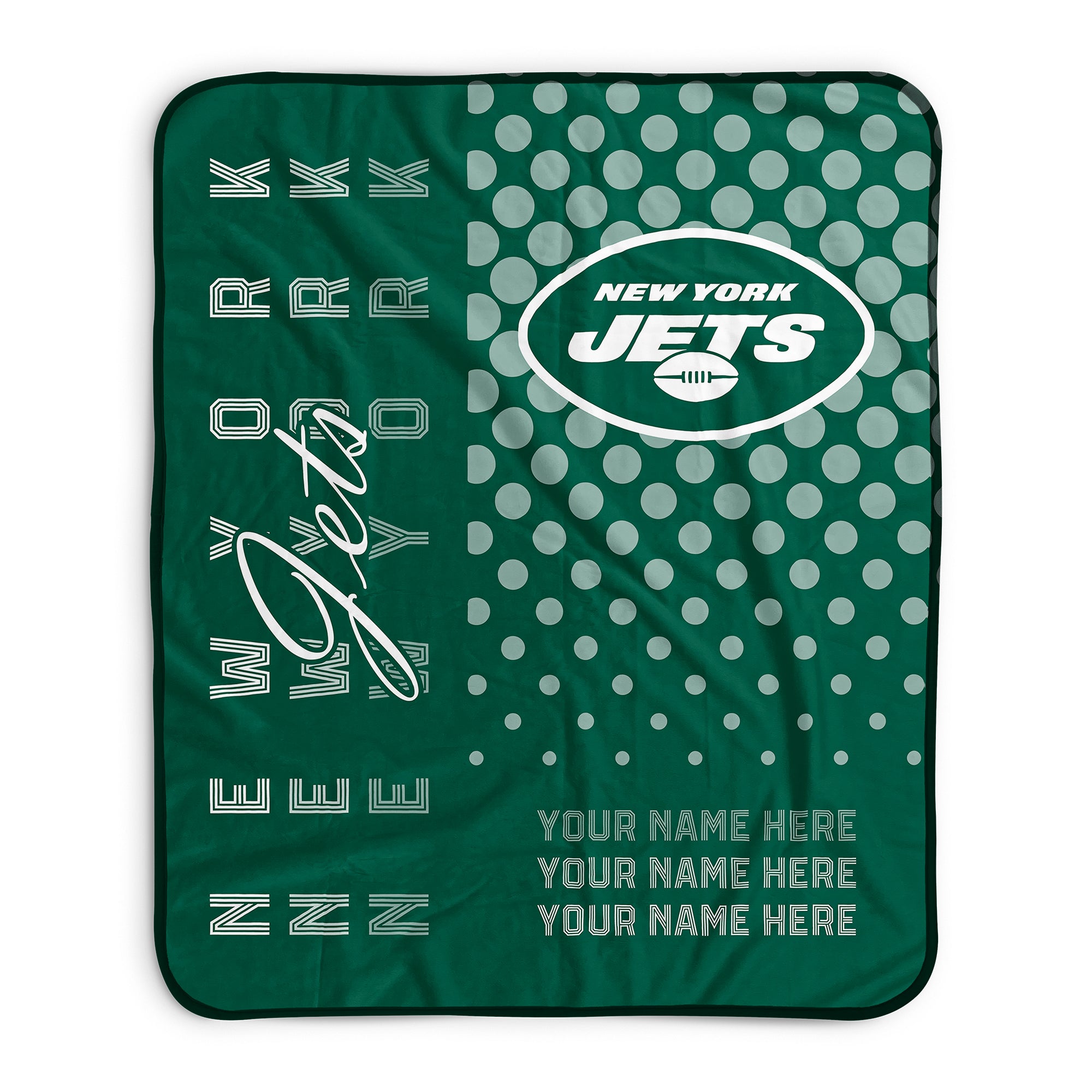 Pixsona New York Jets Halftone Pixel Fleece Blanket | Personalized | Custom