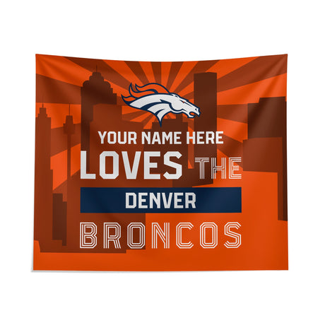 Pixsona Denver Broncos Skyline Tapestry | Personalized | Custom