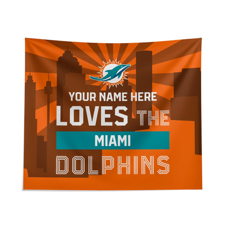 Pixsona Miami Dolphins Skyline Tapestry | Personalized | Custom