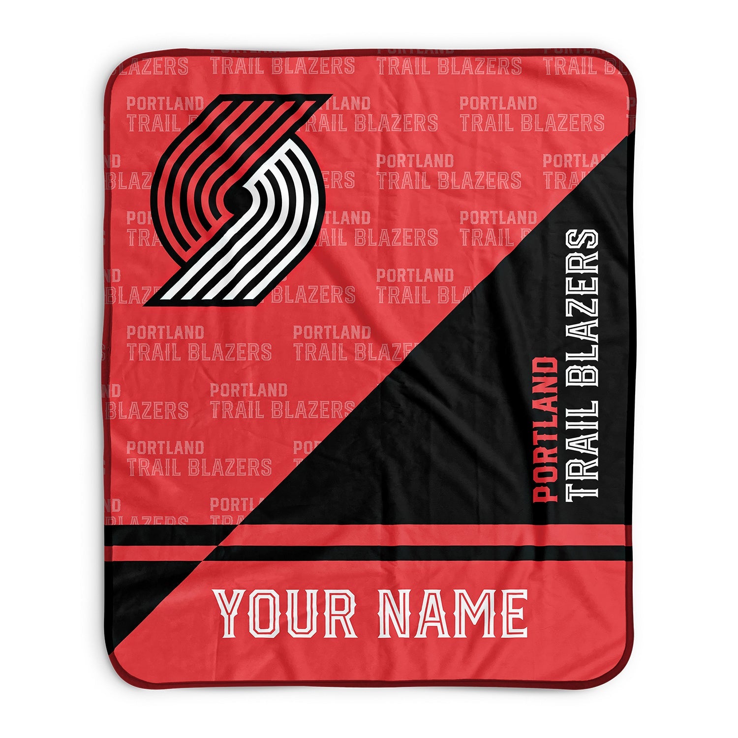 Pixsona Portland Trail Blazers Split Pixel Fleece Blanket | Personalized | Custom