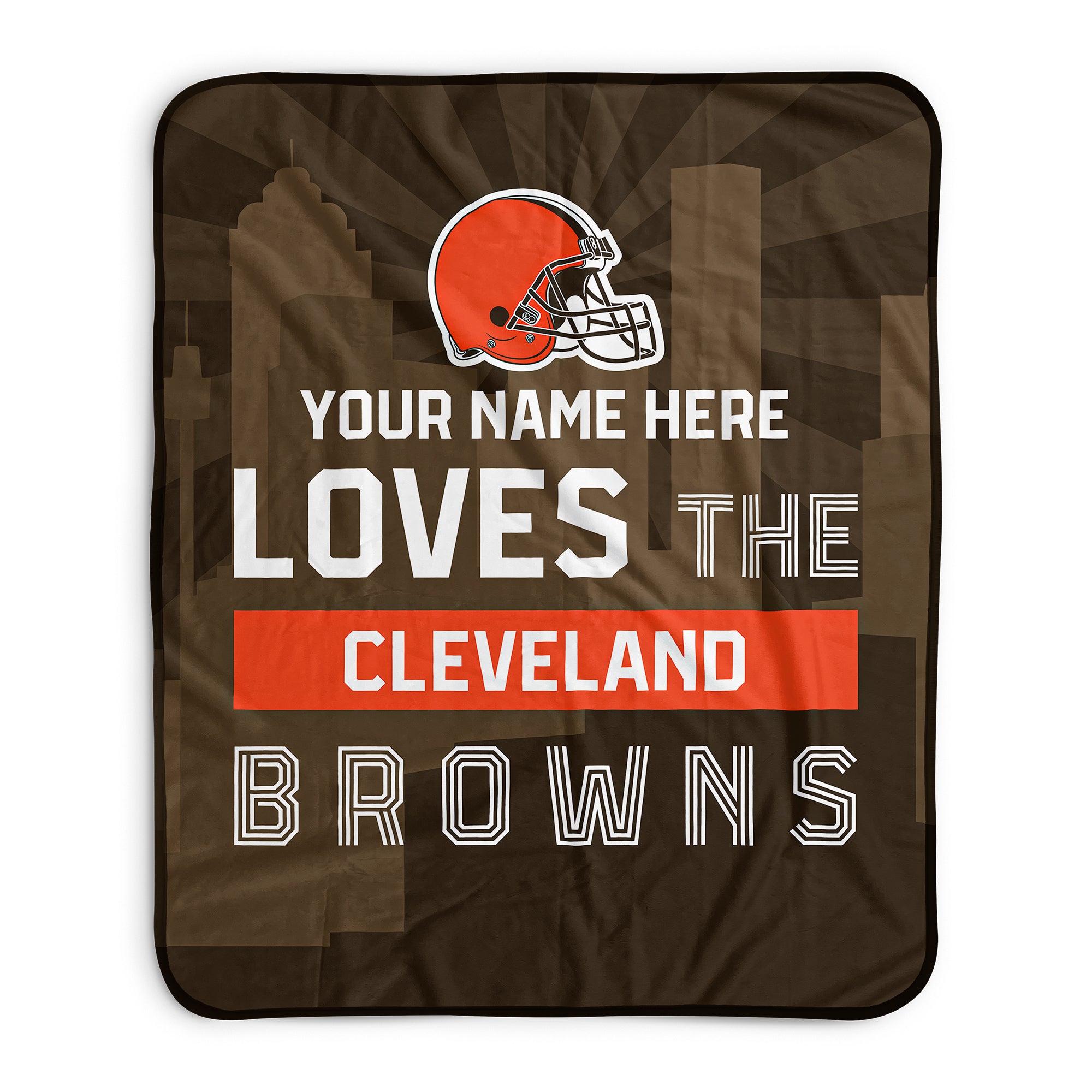 Pixsona Cleveland Browns Skyline Pixel Fleece Blanket | Personalized | Custom