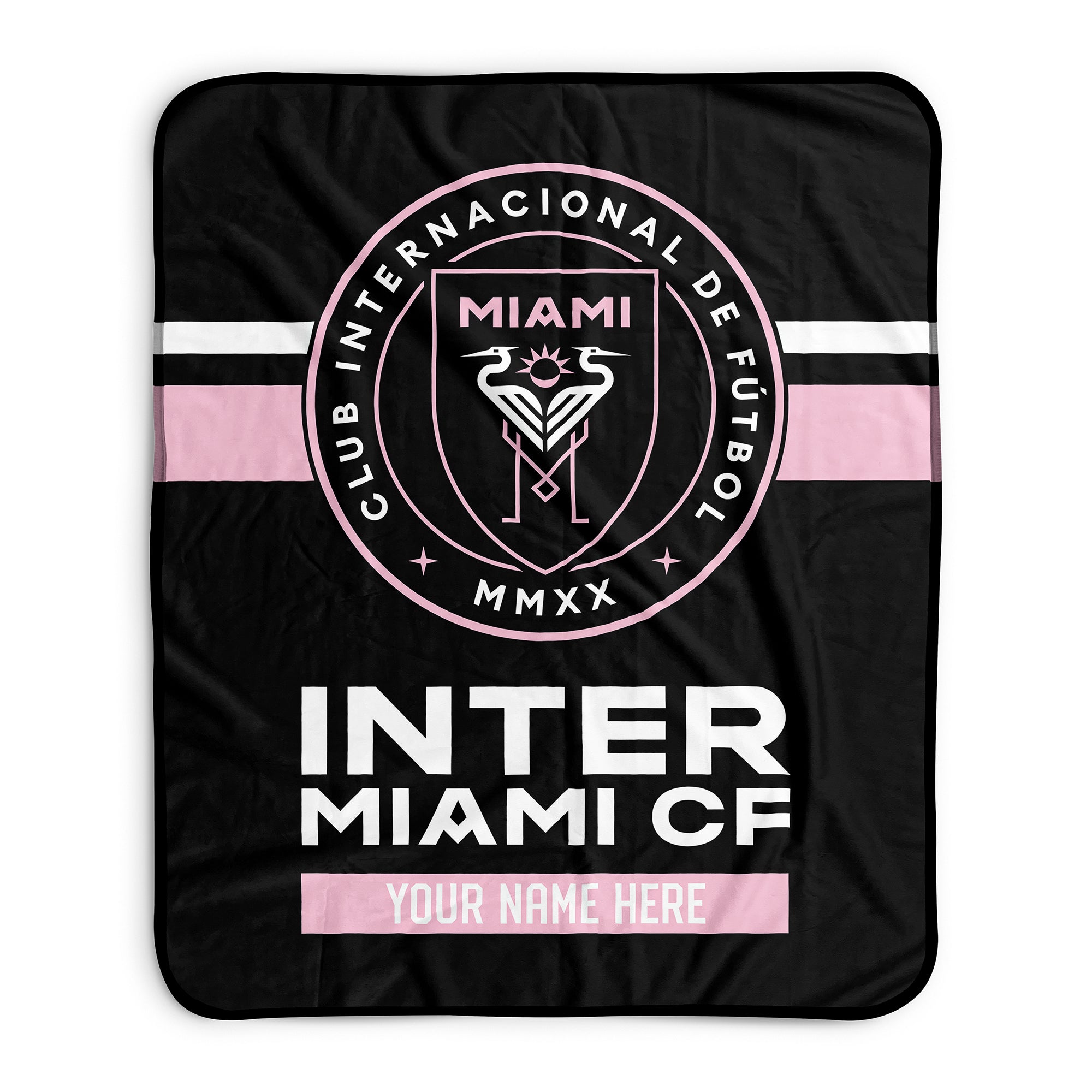 Pixsona Inter Miami FC Stripes Pixel Fleece Blanket | Personalized | Custom