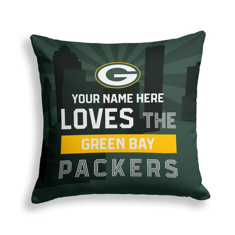 Pixsona Green Bay Packers Skyline Throw Pillow | Personalized | Custom