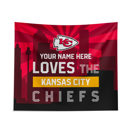 Pixsona Kansas City Chiefs Skyline Tapestry | Personalized | Custom