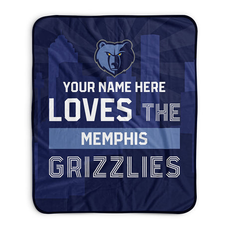 Pixsona Memphis Grizzlies Skyline Pixel Fleece Blanket | Personalized | Custom