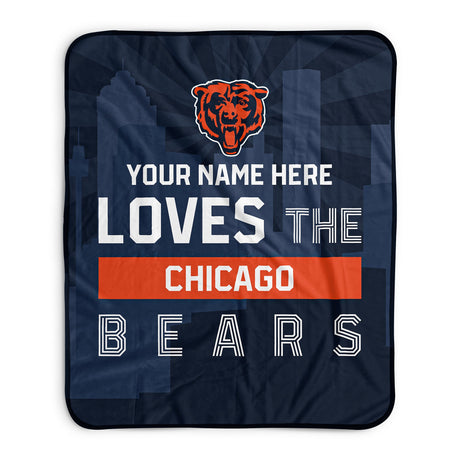Pixsona Chicago Bears Skyline Pixel Fleece Blanket | Personalized | Custom