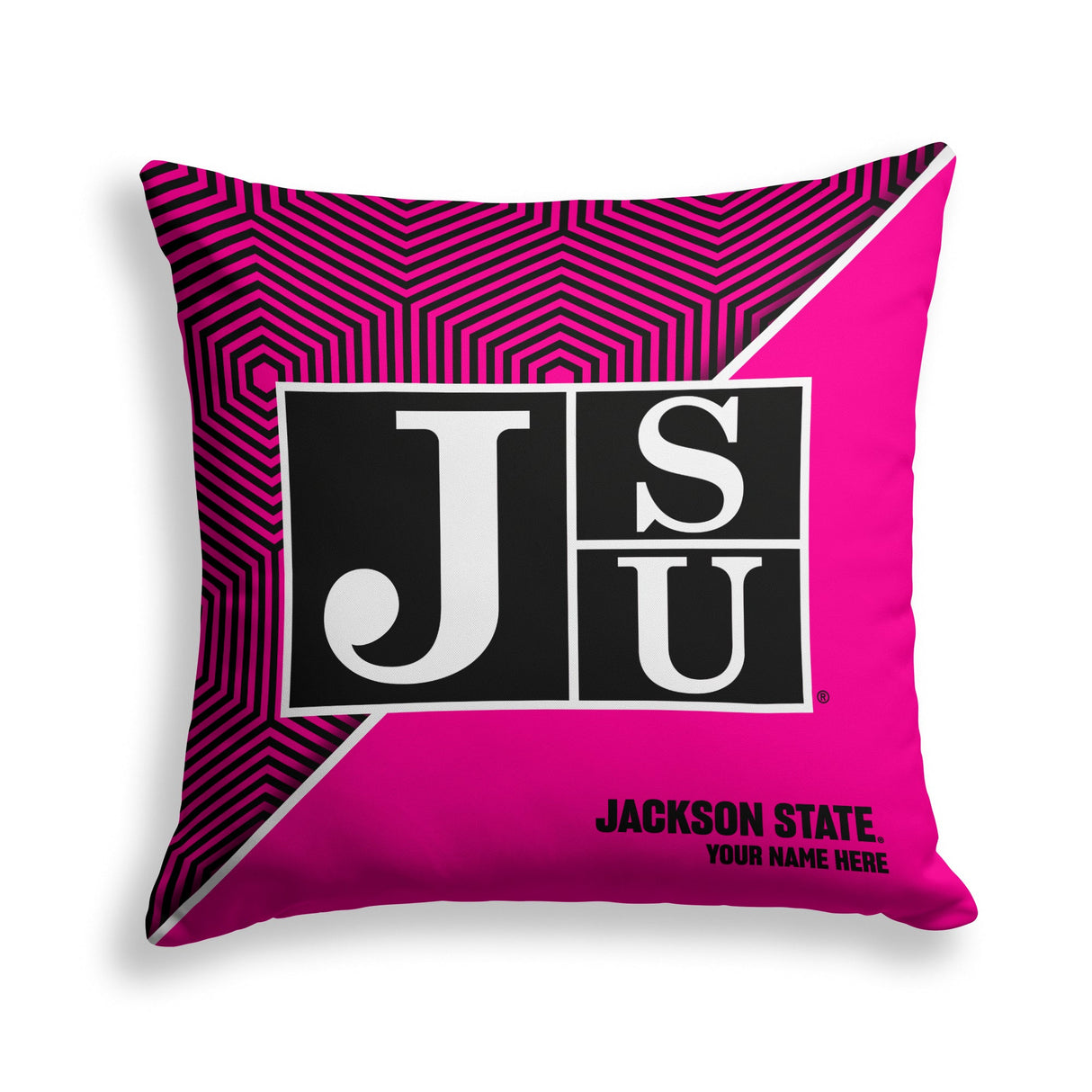 Pixsona Jackson State Tigers Pink Implosion Throw Pillow | Personalized | Custom