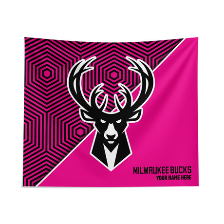 Pixsona Milwaukee Bucks Pink Implosion Tapestry | Personalized | Custom