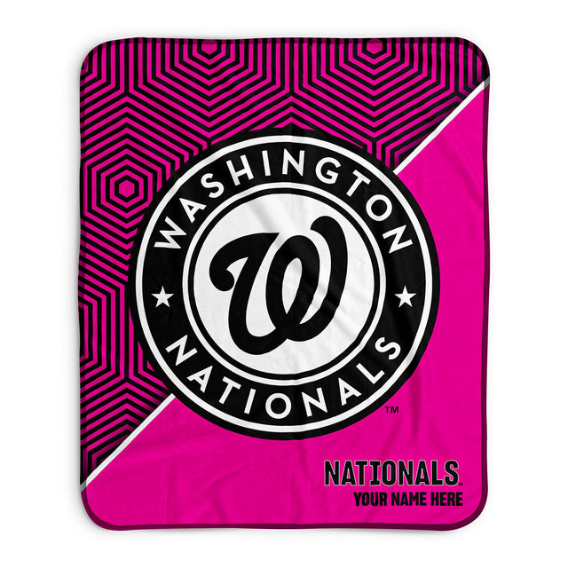 Pixsona Washington Nationals Pink Implosion Pixel Fleece Blanket | Personalized | Custom