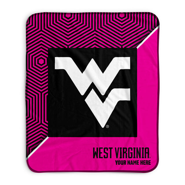 Pixsona West Virginia Mountaineers Pink Implosion Pixel Fleece Blanket | Personalized | Custom