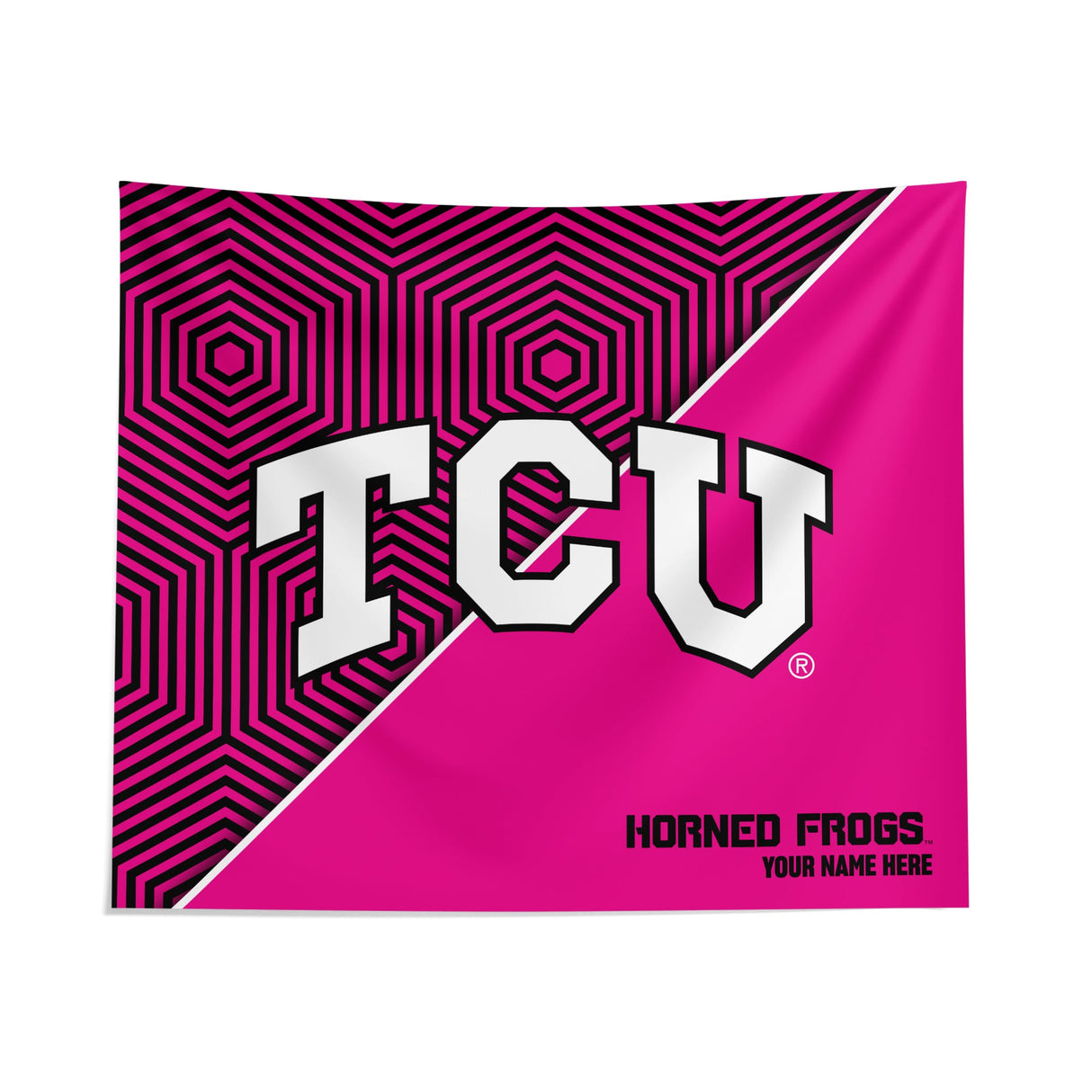 Pixsona TCU Horned Frogs Pink Implosion Tapestry | Personalized | Custom