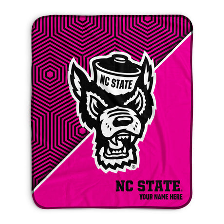 Pixsona NC State Wolfpack Pink Implosion Pixel Fleece Blanket | Personalized | Custom