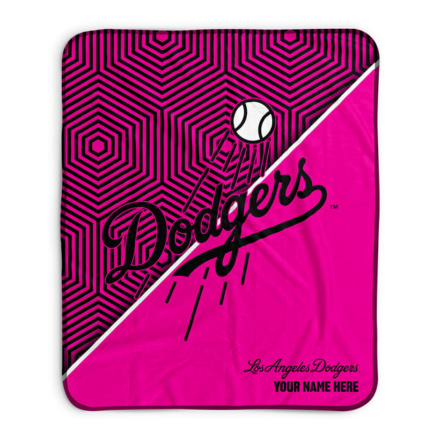 Pixsona Los Angeles Dodgers Pink Implosion Pixel Fleece Blanket | Personalized | Custom