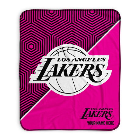 Pixsona Los Angeles Lakers Pink Implosion Pixel Fleece Blanket | Personalized | Custom