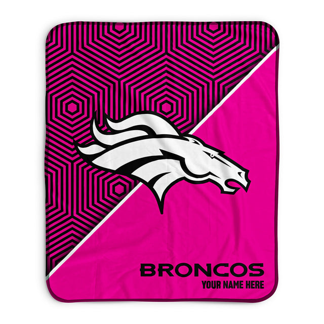 Pixsona Denver Broncos Pink Implosion Pixel Fleece Blanket | Personalized | Custom